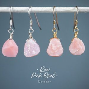 Pink Opal Earrings • October Birthstone • Raw Crystal Jewelry • Raw Stone Earrings • Opal Jewelry • 14th Anniversary Gift | Natural genuine Gemstone earrings. Buy crystal jewelry, handmade handcrafted artisan jewelry for women.  Unique handmade gift ideas. #jewelry #beadedearrings #beadedjewelry #gift #shopping #handmadejewelry #fashion #style #product #earrings #affiliate #ad