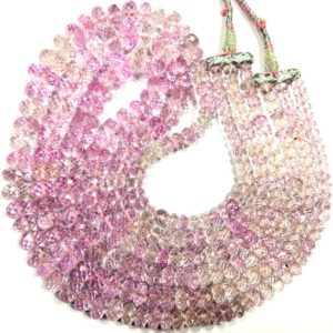 Shop Pink Sapphire Necklaces! AAA+ QUALITY~~Rare Sparkling Pink Sapphire Faceted Rondelle Beads Necklace Spectacular Sapphire Beads 3 Layer Sapphire Gemstone Necklace. | Natural genuine Pink Sapphire necklaces. Buy crystal jewelry, handmade handcrafted artisan jewelry for women.  Unique handmade gift ideas. #jewelry #beadednecklaces #beadedjewelry #gift #shopping #handmadejewelry #fashion #style #product #necklaces #affiliate #ad