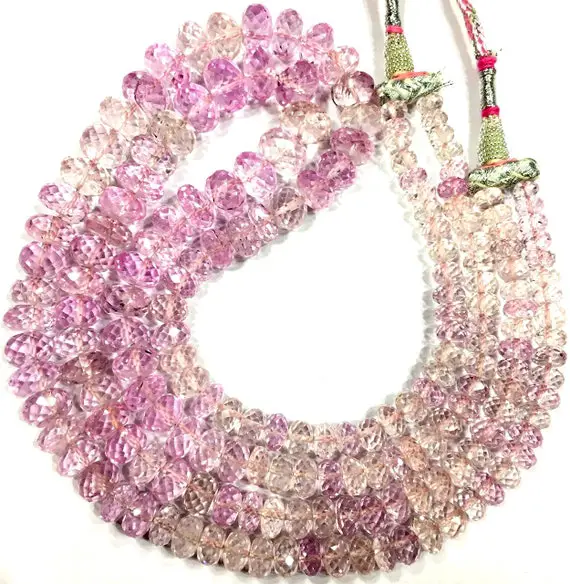 Aaa+ Quality~~rare Sparkling Pink Sapphire Beads Necklace Spectacular Sapphire Faceted Rondelle Beads 2 Strand Sapphire Gemstone Necklace.