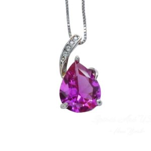 Shop Pink Sapphire Necklaces! Simple Pink Sapphire Necklace, Large Teardrop Pink Sapphire Jewelry – 18k White Gold @ Sterling Silver | Natural genuine Pink Sapphire necklaces. Buy crystal jewelry, handmade handcrafted artisan jewelry for women.  Unique handmade gift ideas. #jewelry #beadednecklaces #beadedjewelry #gift #shopping #handmadejewelry #fashion #style #product #necklaces #affiliate #ad
