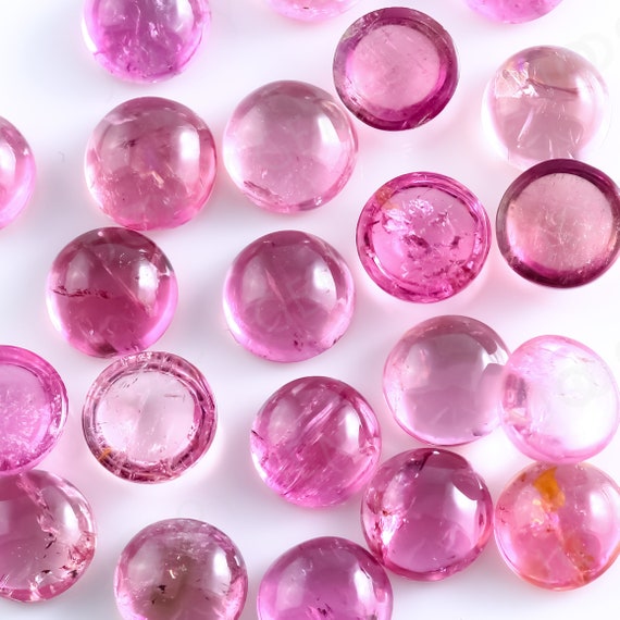 Light Pink Tourmaline Cabochon 6mm Round - Per Stone