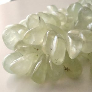 Prehnite Beads 15 x 10mm Celadon Green Smooth Top Side Drilled Nuggets – 8 Pieces | Natural genuine beads Gemstone beads for beading and jewelry making.  #jewelry #beads #beadedjewelry #diyjewelry #jewelrymaking #beadstore #beading #affiliate #ad