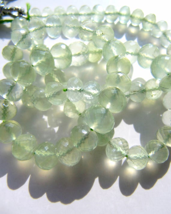 Prehnite Rondelles • 4-5-6-7mm • Aaa Micro Faceted Roundel Beads • Pastel Soft Mint Apple Green • Natural Gemstone • Jewellery Making Craft