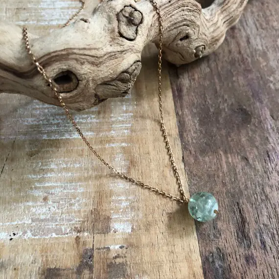 Prehnite And Brass Layering Necklace