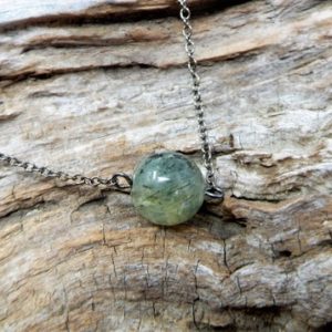 Prehnite Necklace, Prehnite crystal healing jewelry, Light green gemstone, Men's single bead minimalist necklace, black chain necklace | Natural genuine Gemstone necklaces. Buy crystal jewelry, handmade handcrafted artisan jewelry for women.  Unique handmade gift ideas. #jewelry #beadednecklaces #beadedjewelry #gift #shopping #handmadejewelry #fashion #style #product #necklaces #affiliate #ad