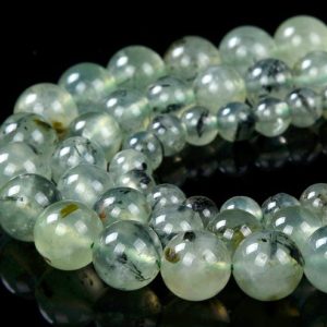 Shop Prehnite Round Beads! Natural Prehnite Rutilated Gemstone Grade A Round 6MM 7MM 8MM 10MM Loose Beads BULK LOT 1,2,6,12 and 50 (D227) | Natural genuine round Prehnite beads for beading and jewelry making.  #jewelry #beads #beadedjewelry #diyjewelry #jewelrymaking #beadstore #beading #affiliate #ad