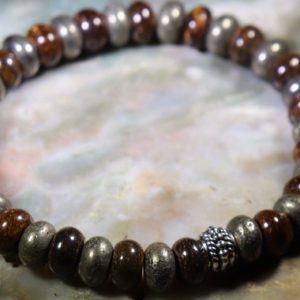 Shop Pyrite Bracelets! Unisex Bronzite & Pyrite Bracelet or Anklet With Positive Healing Energy! | Natural genuine Pyrite bracelets. Buy crystal jewelry, handmade handcrafted artisan jewelry for women.  Unique handmade gift ideas. #jewelry #beadedbracelets #beadedjewelry #gift #shopping #handmadejewelry #fashion #style #product #bracelets #affiliate #ad