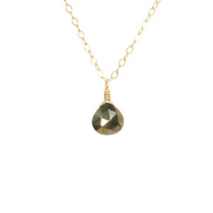 Shop Pyrite Necklaces! Pyrite necklace, healing crystal necklace, gold teardrop necklace, fools gold, mineral jewelry, dainty 14k gold filled chain | Natural genuine Pyrite necklaces. Buy crystal jewelry, handmade handcrafted artisan jewelry for women.  Unique handmade gift ideas. #jewelry #beadednecklaces #beadedjewelry #gift #shopping #handmadejewelry #fashion #style #product #necklaces #affiliate #ad