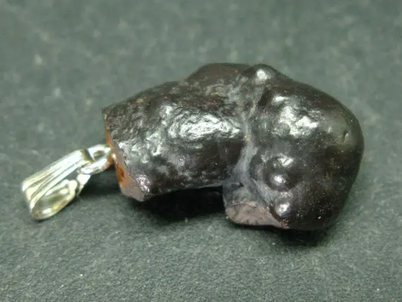 Rare Prophecy Stone Limonite After Pyrite Silver Pendant From Egypt - 1.2" - 5.5 Grams