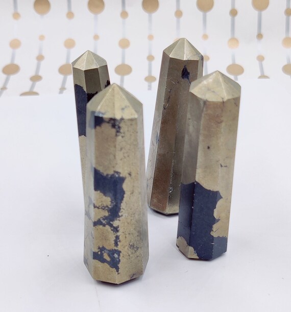 50 Grams + Natural Pyrite Stone  Tower, Pyrite Stone  Point, Energy Crystal Tower, Obelisk Crystal, Healing Crystals, 3''-3.5'