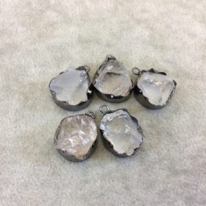 Shop Quartz Chip & Nugget Beads! Gunmetal Finish Medium Raw Nugget Genuine Mixed White Quartz Wavy Bezel Pendant  ~ 16mm – 20mm Long – Sold Individually, Selected Randomly | Natural genuine chip Quartz beads for beading and jewelry making.  #jewelry #beads #beadedjewelry #diyjewelry #jewelrymaking #beadstore #beading #affiliate #ad
