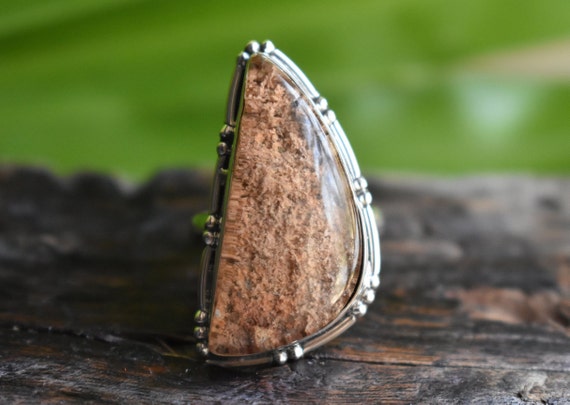 925 Silver Natural Lodolite Ring-natural Garden Quartz Ring-natural Lodolite Ring-garden Quartz Ring-lodolite Ring-lodolite Design Ring