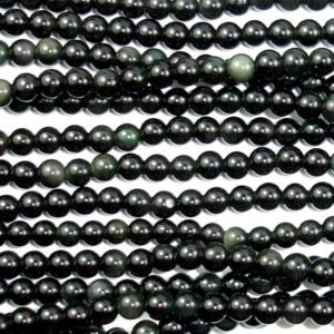 Shop Rainbow Obsidian Beads! Rainbow Obsidian Beads, Round, 4mm (4.4mm), 16 Inch, Full strand, Approx 90 beads, Hole 0.5 mm, A quality (366054010) | Natural genuine round Rainbow Obsidian beads for beading and jewelry making.  #jewelry #beads #beadedjewelry #diyjewelry #jewelrymaking #beadstore #beading #affiliate #ad