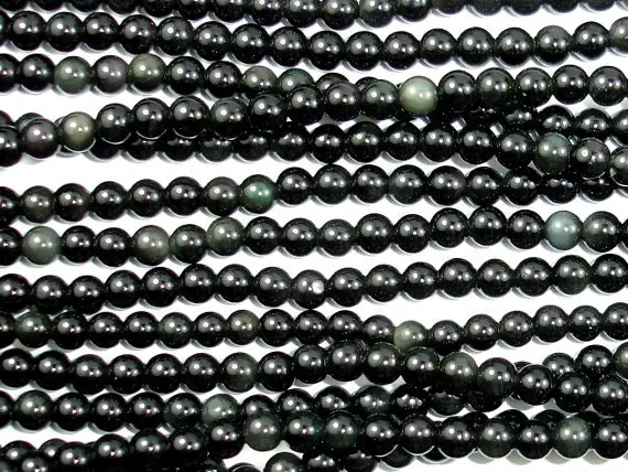 Rainbow Obsidian Beads, Round, 4mm (4.4mm), 16 Inch, Full Strand, Approx 90 Beads, Hole 0.5 Mm, A Quality (366054010)