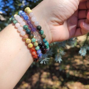 Shop Chakra Bracelets! Rainbow Stretch Bracelet, Chakra Bracelet, Stretch, Seven Chakra Bracelet, Rainbow Jewelry, Balancing, Amethyst, Gifts for Her, Christmas | Shop jewelry making and beading supplies, tools & findings for DIY jewelry making and crafts. #jewelrymaking #diyjewelry #jewelrycrafts #jewelrysupplies #beading #affiliate #ad