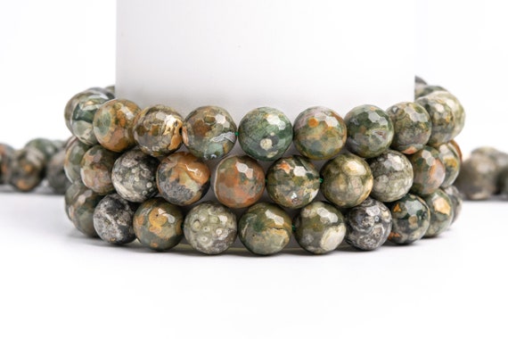 Natural Rainforest Rhyolite Gemstone Grade Aa Micro Faceted Round 6mm  8mm 10mm 12mm Loose Beads