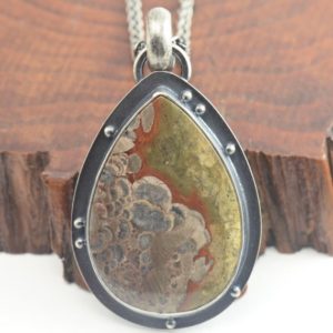 Shop Rainforest Jasper Pendants! mushroom rhyolite sterling silver pendant necklace | Natural genuine Rainforest Jasper pendants. Buy crystal jewelry, handmade handcrafted artisan jewelry for women.  Unique handmade gift ideas. #jewelry #beadedpendants #beadedjewelry #gift #shopping #handmadejewelry #fashion #style #product #pendants #affiliate #ad