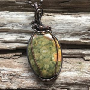 Rainforest Rhyolite Pendant Necklace, | Natural genuine Rainforest Jasper pendants. Buy crystal jewelry, handmade handcrafted artisan jewelry for women.  Unique handmade gift ideas. #jewelry #beadedpendants #beadedjewelry #gift #shopping #handmadejewelry #fashion #style #product #pendants #affiliate #ad