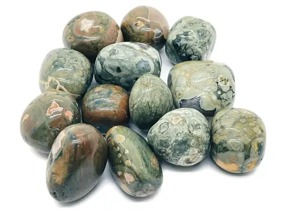 Green Rhyolite Tumbled Stone - Rainforest Crystal - Rhyolite Crystal – Good Mood - Tu1208