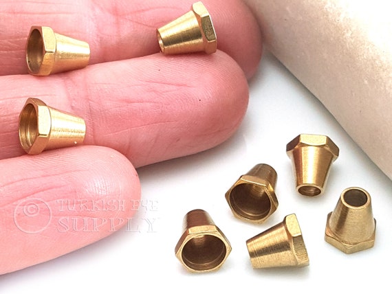 Raw Brass Cord End Caps, Solid Brass Bead Caps, Brass Cord Tip, Brass Cone Cap, Raw Brass Jewelry Findings