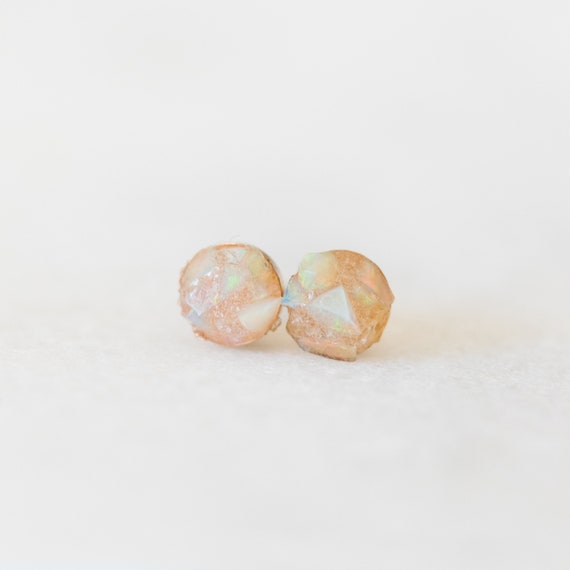 Raw Opal Earrings, Rough Natural Opal Studs, Raw Gemstone Studs, October Birthstone Gift, Opal Jewelry
