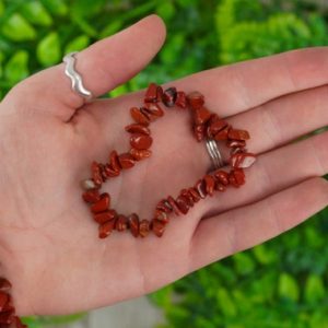 Shop Red Jasper Jewelry! Red Jasper Tumbled Stone Crystal Chip Bracelet | Natural genuine Red Jasper jewelry. Buy crystal jewelry, handmade handcrafted artisan jewelry for women.  Unique handmade gift ideas. #jewelry #beadedjewelry #beadedjewelry #gift #shopping #handmadejewelry #fashion #style #product #jewelry #affiliate #ad