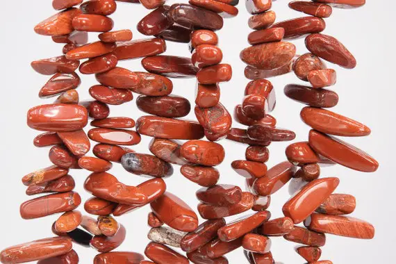 Genuine Natural Jasper Gemstone Beads 12-24x3-5mm Red Stick Pebble Chip A Quality Loose Beads (111245)