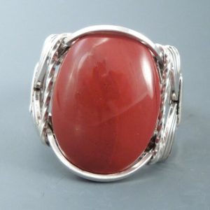 Sterling Silver Red Jasper Wire Wrapped Ring | Natural genuine Gemstone rings, simple unique handcrafted gemstone rings. #rings #jewelry #shopping #gift #handmade #fashion #style #affiliate #ad