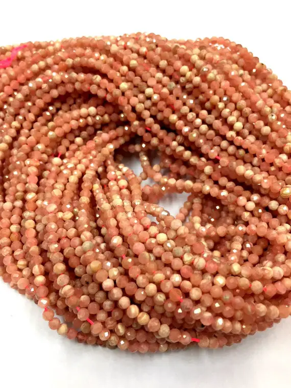 Aaa Quality Natural Rhodochrosite Faceted Rondelle Beads 3mm Micro Cut Rhodochrosite Gemstone Beads 5 Strand