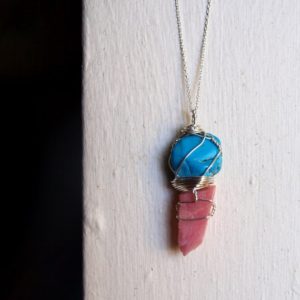 Shop Rhodochrosite Pendants! Large Turquoise Pendant Necklace – Raw Rhodochrosite – Pink Rhodochrosite Pendant Necklace – Genuine Turquoise Womans Jewelry for Her | Natural genuine Rhodochrosite pendants. Buy crystal jewelry, handmade handcrafted artisan jewelry for women.  Unique handmade gift ideas. #jewelry #beadedpendants #beadedjewelry #gift #shopping #handmadejewelry #fashion #style #product #pendants #affiliate #ad