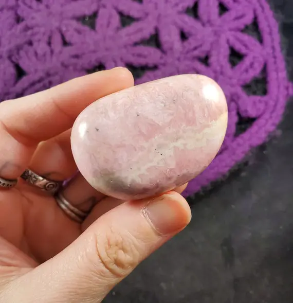 Rhodochrosite Palmstone Light Pink Pebble Crystal Gem Tumbled Crystals Polished Love Heart Chakra Peru