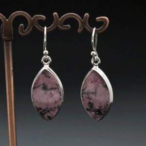 Shop Rhodonite Earrings! Sterling Silver Rhodonite Earrings | Natural genuine Rhodonite earrings. Buy crystal jewelry, handmade handcrafted artisan jewelry for women.  Unique handmade gift ideas. #jewelry #beadedearrings #beadedjewelry #gift #shopping #handmadejewelry #fashion #style #product #earrings #affiliate #ad