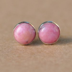 Rhodonite Earrings, Sterling Silver Rhodonite Earring jewellery Studs, handmade in the UK | Natural genuine Array jewelry. Buy crystal jewelry, handmade handcrafted artisan jewelry for women.  Unique handmade gift ideas. #jewelry #beadedjewelry #beadedjewelry #gift #shopping #handmadejewelry #fashion #style #product #jewelry #affiliate #ad