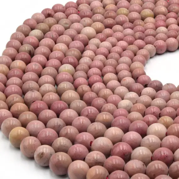 Large Hole Rhodonite Beads With 2mm Holes | 7.5 Inch Strand | 8mm 10mm Available