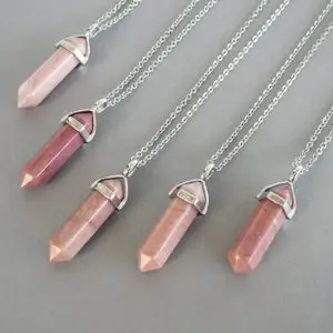 Rhodonite Necklace Rhodonite Pendant Long Bullet Necklace Silver Pendant Necklace Men Women Necklaces Jewelry Energy Crystals Point Pendant | Natural genuine Rhodonite pendants. Buy crystal jewelry, handmade handcrafted artisan jewelry for women.  Unique handmade gift ideas. #jewelry #beadedpendants #beadedjewelry #gift #shopping #handmadejewelry #fashion #style #product #pendants #affiliate #ad
