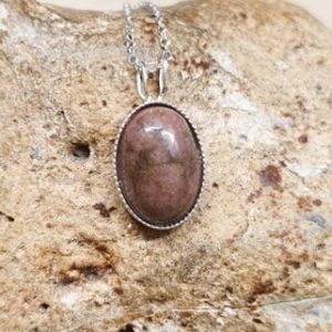 Small Rhodonite pendant. 925 sterling silver. Pink Reiki jewelry uk. Taurus pendant. Gemstone pendant. 14x10mm stone | Natural genuine Array jewelry. Buy crystal jewelry, handmade handcrafted artisan jewelry for women.  Unique handmade gift ideas. #jewelry #beadedjewelry #beadedjewelry #gift #shopping #handmadejewelry #fashion #style #product #jewelry #affiliate #ad