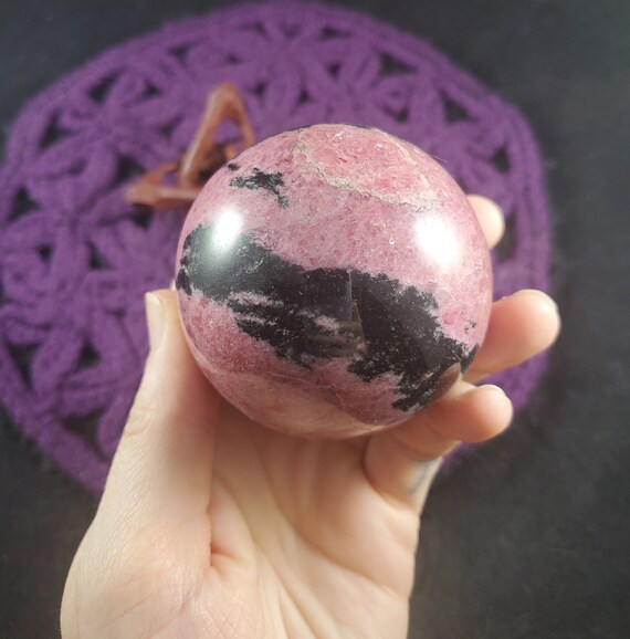 Rhodonite Sphere Crystals Stones Large Crystal Ball Polished Marble Pink And Black High Quality 62mm Choose Your Stand