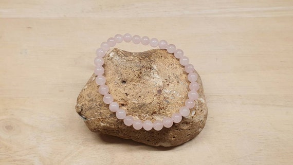 Rose Quartz Bracelet. Elastic Stretch Womens Stacking Bracelets. Reiki Jewelry Uk. January Birthstone. 5th Anniversary Gemstone. Boho Hippie