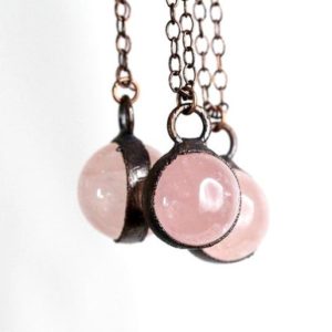 Rose Quartz Orb Necklace – Quartz Sphere Pendant – Pink Crystal Orb – Large Stone Layering Necklace | Natural genuine Rose Quartz pendants. Buy crystal jewelry, handmade handcrafted artisan jewelry for women.  Unique handmade gift ideas. #jewelry #beadedpendants #beadedjewelry #gift #shopping #handmadejewelry #fashion #style #product #pendants #affiliate #ad