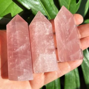 Shop Rose Quartz Points & Wands! Rose Quartz Tower T2 | Natural genuine stones & crystals in various shapes & sizes. Buy raw cut, tumbled, or polished gemstones for making jewelry or crystal healing energy vibration raising reiki stones. #crystals #gemstones #crystalhealing #crystalsandgemstones #energyhealing #affiliate #ad