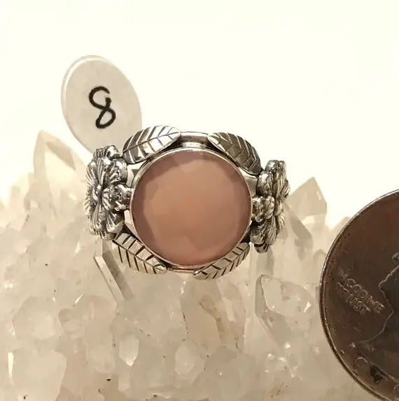 Faceted Rose Quartz Ring, Size 8