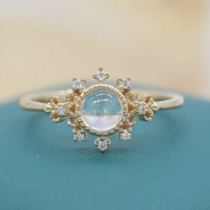 Round Moonstone Engagement Rings Art Deco Rings Diamond Celtic Rings Vintage Rose Gold Wedding Rings Commitment Unique Anniversary Rings | Natural genuine Gemstone rings, simple unique alternative gemstone engagement rings. #rings #jewelry #bridal #wedding #jewelryaccessories #engagementrings #weddingideas #affiliate #ad