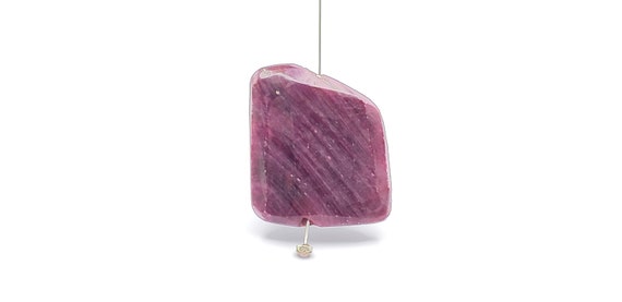 75ct. Natural Ruby Faceted Freeform Nugget Bead. 31.8mm X 27.3mm,  Natural Gemstone Pendant Bead. Untreated Corundum Bead. Deep Red Color