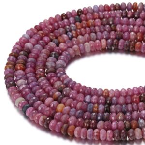 Shop Ruby Beads! Natural Ruby Faceted Rondelle Beads 3×5.5mm 4x6mm 3x8mm 4x7mm 5x9mm 15.5" Strand | Natural genuine beads Ruby beads for beading and jewelry making.  #jewelry #beads #beadedjewelry #diyjewelry #jewelrymaking #beadstore #beading #affiliate #ad