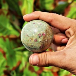 Pink Ruby Fuchsite Sphere Reiki Power Healing Crystal Chakra Balancing Gemstone Crystal Relief Meditation Enhancement Unique Spiritual Gift
