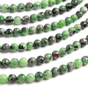 Shop Ruby Zoisite Faceted Beads! Genuine Natural Ruby Zoisite Gemstone Beads 6MM Green Micro Faceted Round AAA Quality Loose Beads (118953) | Natural genuine faceted Ruby Zoisite beads for beading and jewelry making.  #jewelry #beads #beadedjewelry #diyjewelry #jewelrymaking #beadstore #beading #affiliate #ad