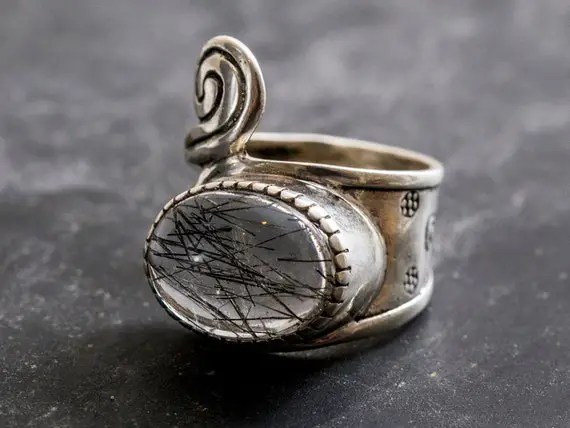 Rutilated Quartz Ring, Natural Quartz, Artistic Quartz Ring, Unique Quartz Ring, Vintage Ring, Statement Ring, Silver Art Ring, Quartz Ring