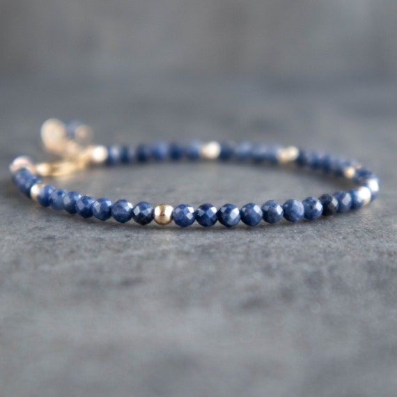 Natural Sapphire Bracelet, Gemstone Bracelet, Beaded Bracelet, September Birthstone Jewelry Gifts For Women
