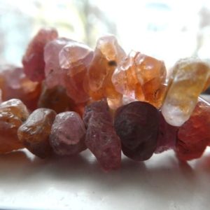 Shop Sapphire Chip & Nugget Beads! Raw sapphire crystals beads- 9-11mm-3in strand beads- multi sapphire gemstone- rose gold stone beads- jewelry beads supply-craft stone beads | Natural genuine chip Sapphire beads for beading and jewelry making.  #jewelry #beads #beadedjewelry #diyjewelry #jewelrymaking #beadstore #beading #affiliate #ad