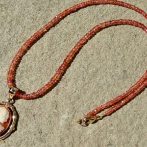 Shop Sapphire Necklaces! Cameo Necklace, Padparadscha Sapphire Necklace, Sapphire Necklace | Natural genuine Sapphire necklaces. Buy crystal jewelry, handmade handcrafted artisan jewelry for women.  Unique handmade gift ideas. #jewelry #beadednecklaces #beadedjewelry #gift #shopping #handmadejewelry #fashion #style #product #necklaces #affiliate #ad
